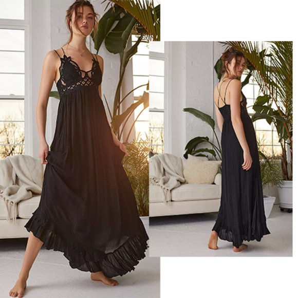 Free People Dresses & Skirts - Free People One Adella Maxi Slip Dress Black S